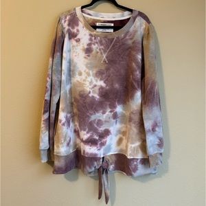 Tie dye tie front cozy sweatshirt